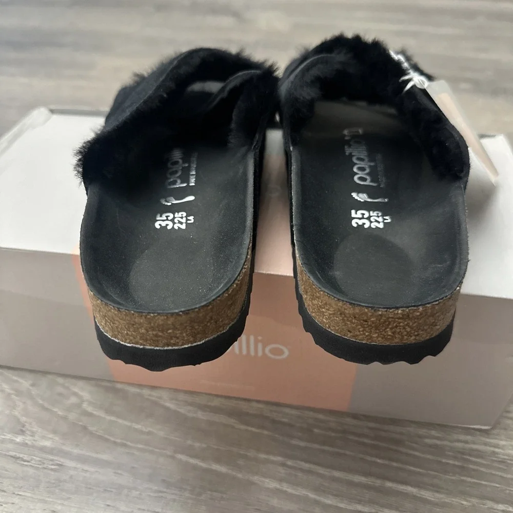 Papillio Daytona Shearling Black Fur Lined Women's 35/4 Sandals